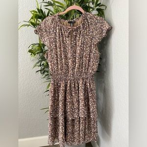 Aqua brown floral dress